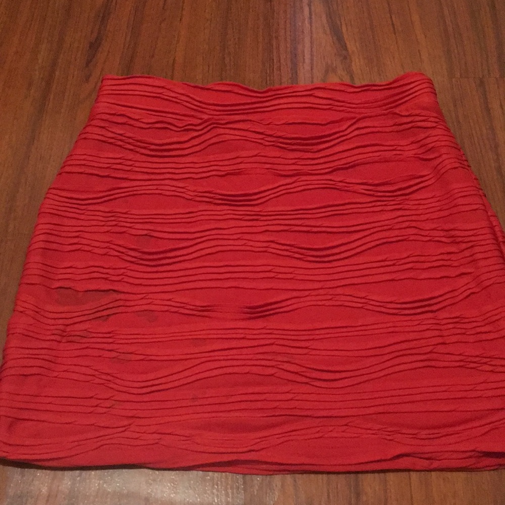 orange pattern mini skirt